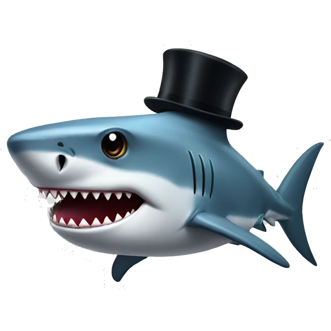 Shark with a top hat emoji