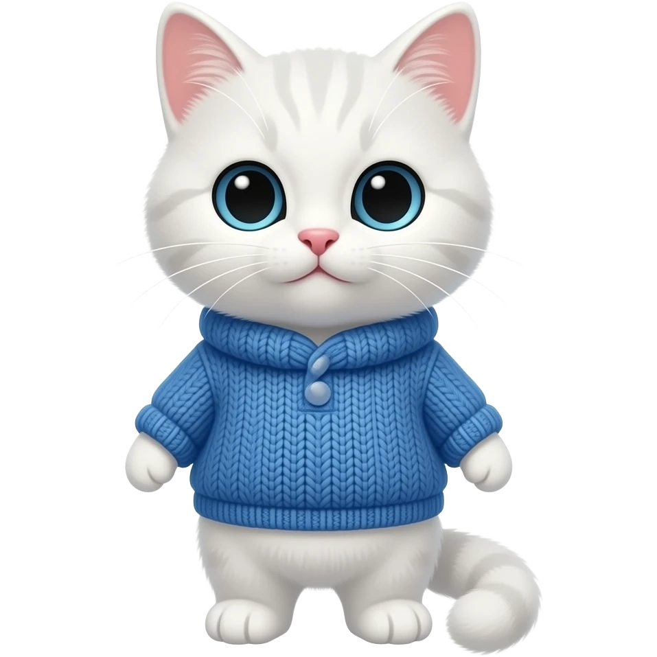 a white kitten in a blue sweater emoji