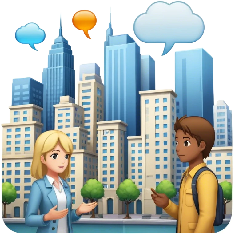 An icon representing a visual novel, inspired by games like 'One Day in London.' The design features a detailed cityscape with characters in dynamic poses, as if caught in a pivotal story moment. Speech bubbles and narrative text appear. Transparent background emoji
