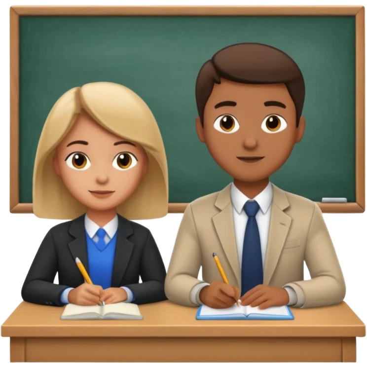 one student at a desk with a teacher emoji