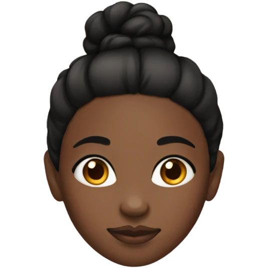 Black girl with black hair with two bun and Brown eyes emoji