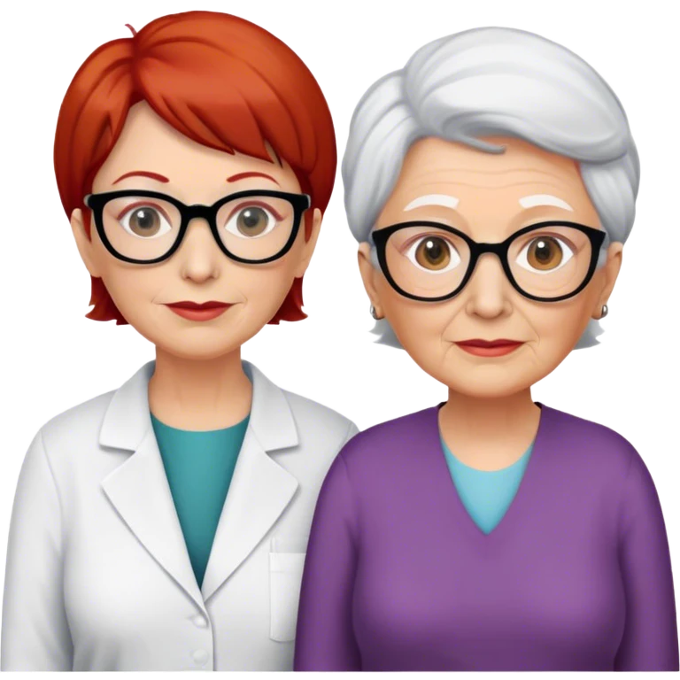 2 professeur qui pose une question : une prof qui a 80ans brune blanche cheveux très courts avec des lunettes peau blanche avec un masque cherurgical . La deuxième prof : 50ans cheveux rousse peau blanche
 emoji