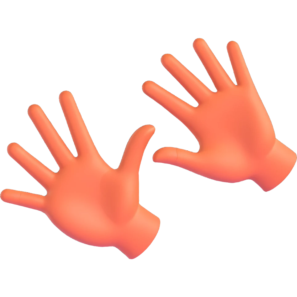 A 2D emoji-style illustration of two open hands, positioned side by side and angled to the right, as if they are pushing something like a swing. Add motion lines behind the hands to the left to show a rightward pushing movement. Clean cartoon style, minimal background emoji