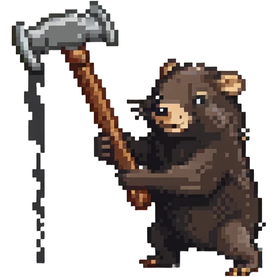 whacking a mole with a hammer emoji