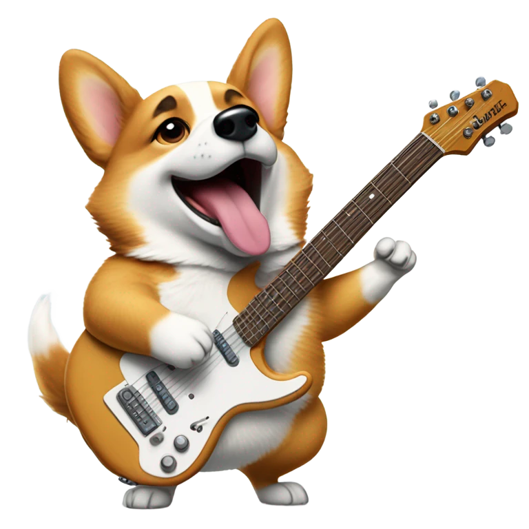 Corgi playing electric guitar  emoji