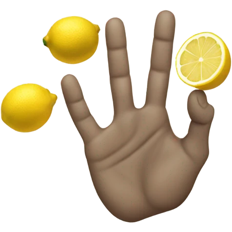 a hand (with 5 fingers) squeezing a lemon emoji