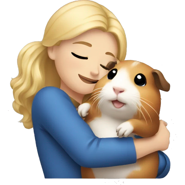 Blonde Woman hugging a guineapig emoji