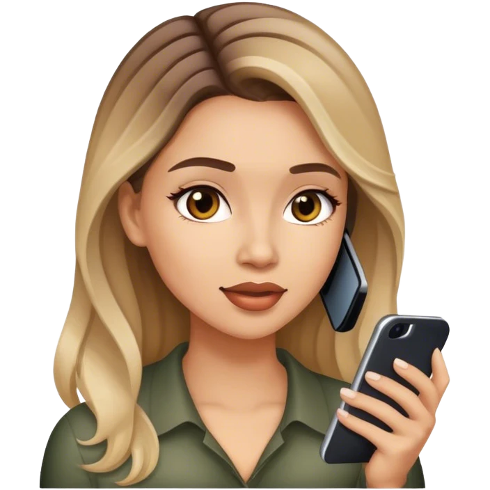 Realistic balage hair  woman speaking on 1 cell phone emoji