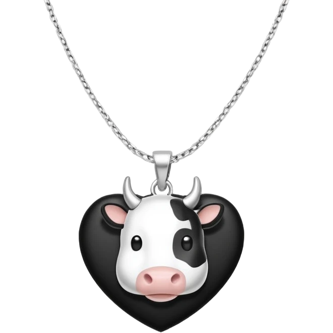 i need combination of this two emojis for making a neckless ❤️🐮 the desing must be simple so it can make easily  reduse details and make it black and white  use simple lines i insist rhe cow to be just like emoji emoji