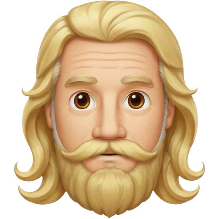 MID AGE MAN WITH LONG BLOND WAVY HAIR, MOUSTACH AND BEARD emoji