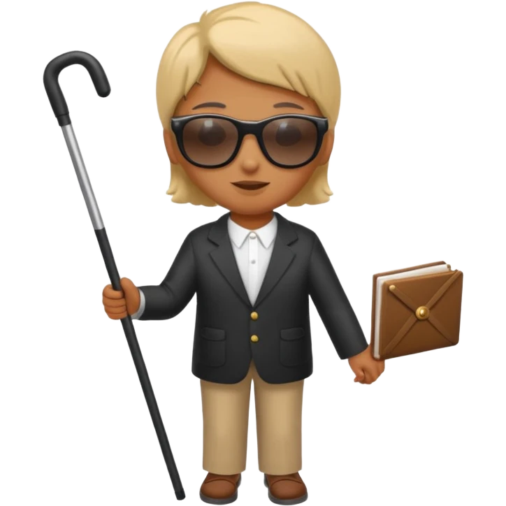 A blind person wearing sunglasses and holding a guide cane emoji
