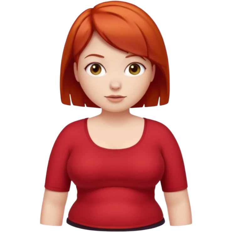 Lazy Short woman with straight ahort red hair and fat tummy emoji