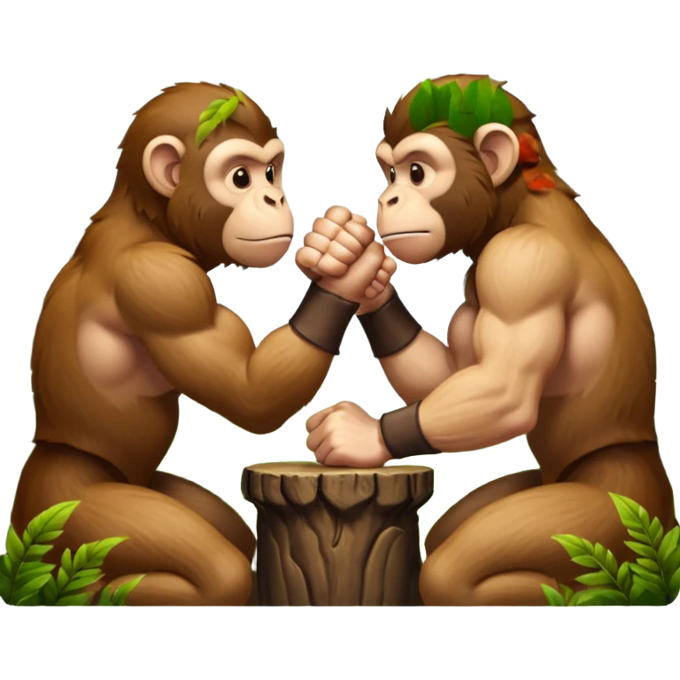 2 monkey arm wrestling each other emoji
