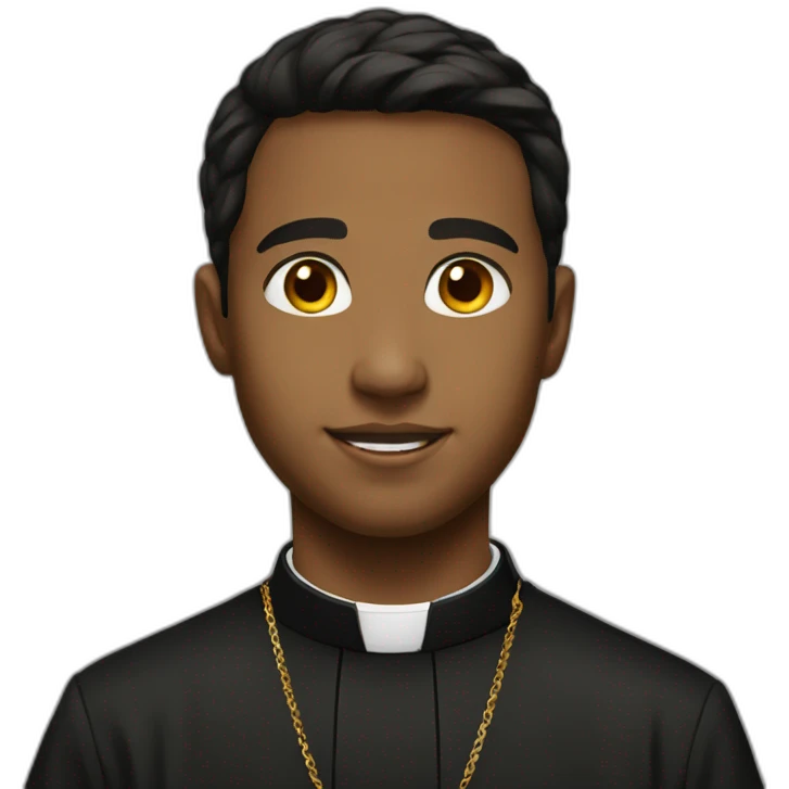 young catholic priest black hair emoji