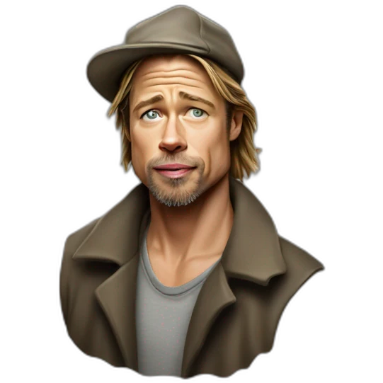 Brad pitt as a tramp in a street poor emoji