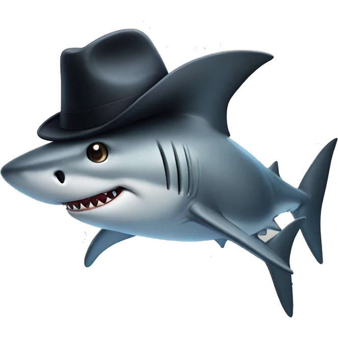 Shark with a top hatt emoji