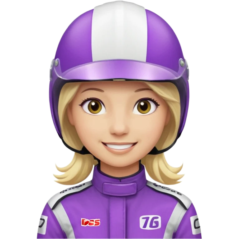 girl blonde, Race Driver purple cloth, white helmet emoji