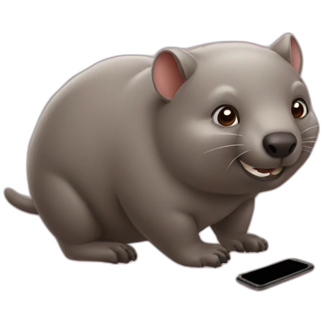 A wombat on a phone emoji