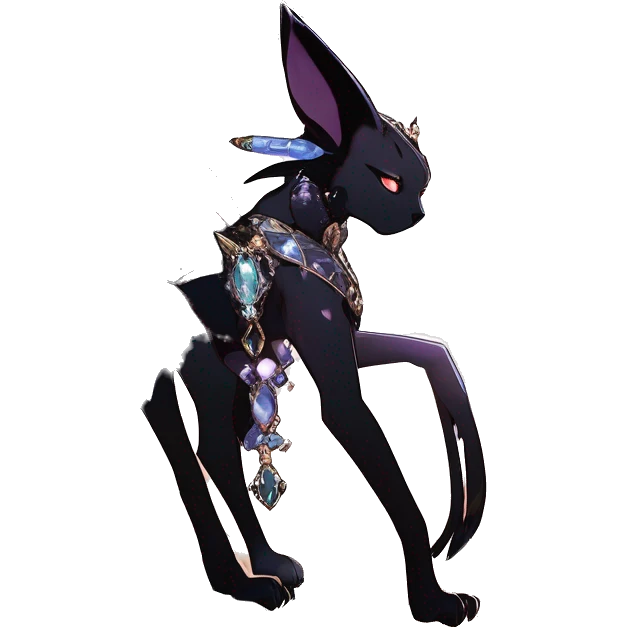 cool punk kawaii anime edgy distinguished ethereal elegant beautiful fantasy black ethereal fantasy nargacuga-Noivern-sphynx-Quiana-Fakemon collar harness moon gem jewels full body emoji