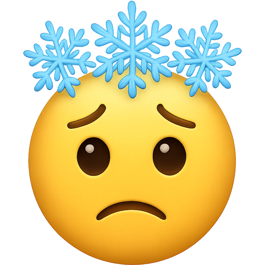 yellow face with blue snowflake crown emoji, digital illustration emoji