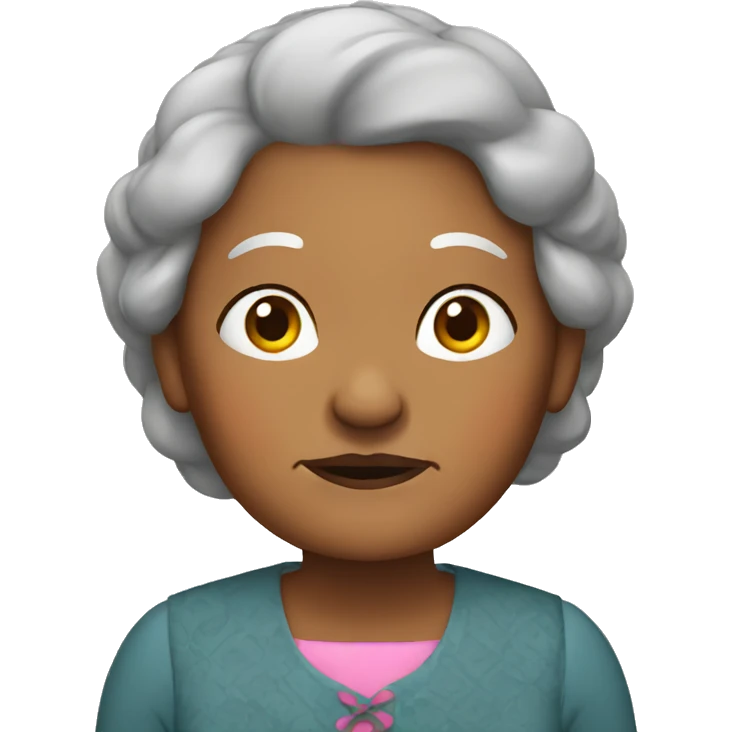 Brown granny with bun + disappointed  emoji