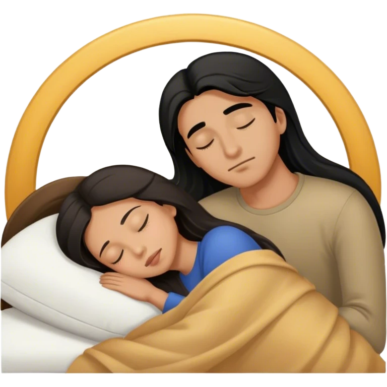 Light brown latino Guy with long black hair sleeping with brown hair Filipina emoji