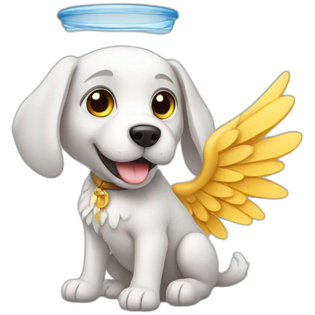 A dog with wings that drinks water emoji