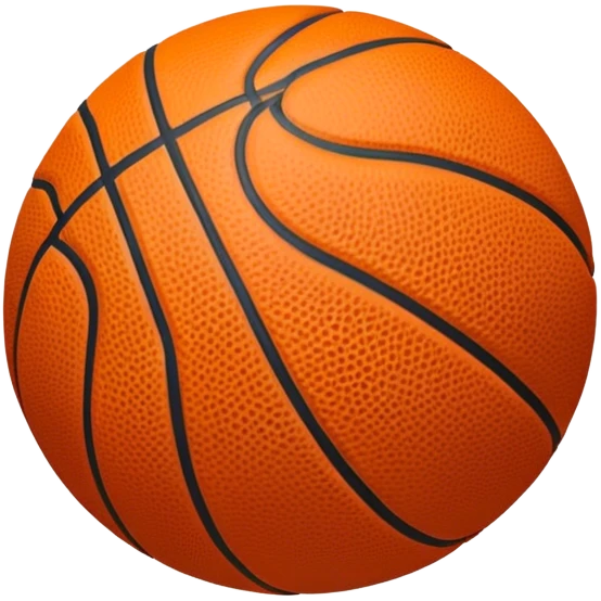 Cinematic Realistic image of a basketball rendered in vivid orange with a pebbled surface texture and crisp stitching details, set against a high-contrast backdrop that highlights its dynamic, sporty essence emoji