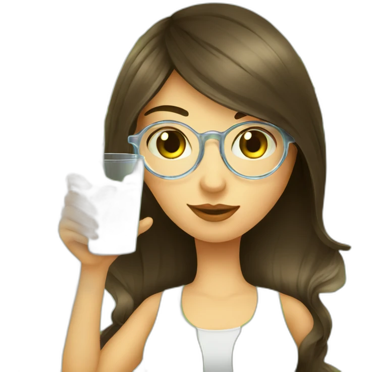 brunette girl with magnifying-glass drinking mojito emoji