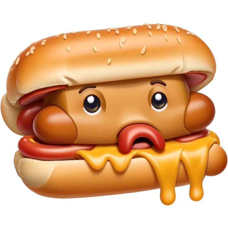 crying face with open mouth and hotdog emoji