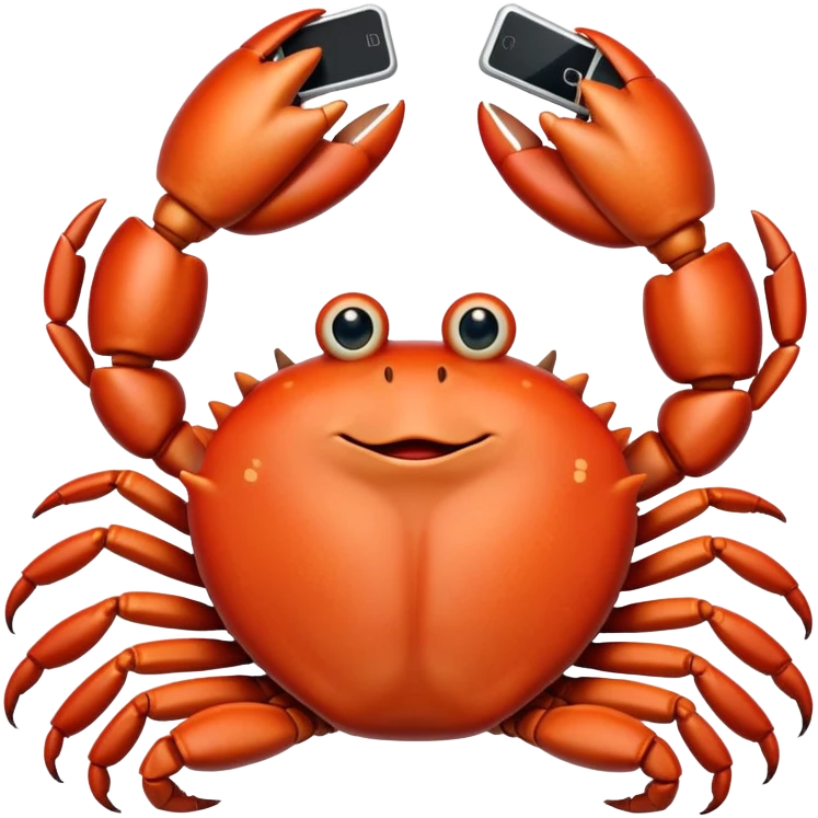 Краб играет в телефон emoji