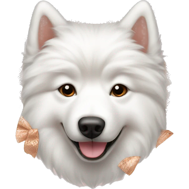 Samoyed in rose-gold handkerchief emoji