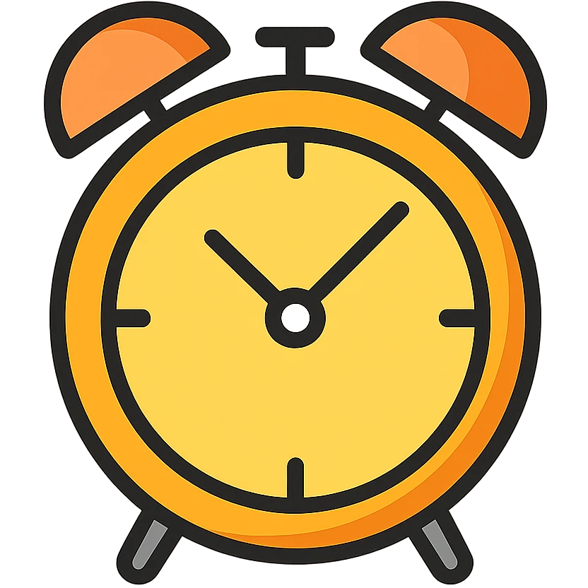 alarm clock emoji, color outline icon style, modern, classic twin bells, clear face emoji