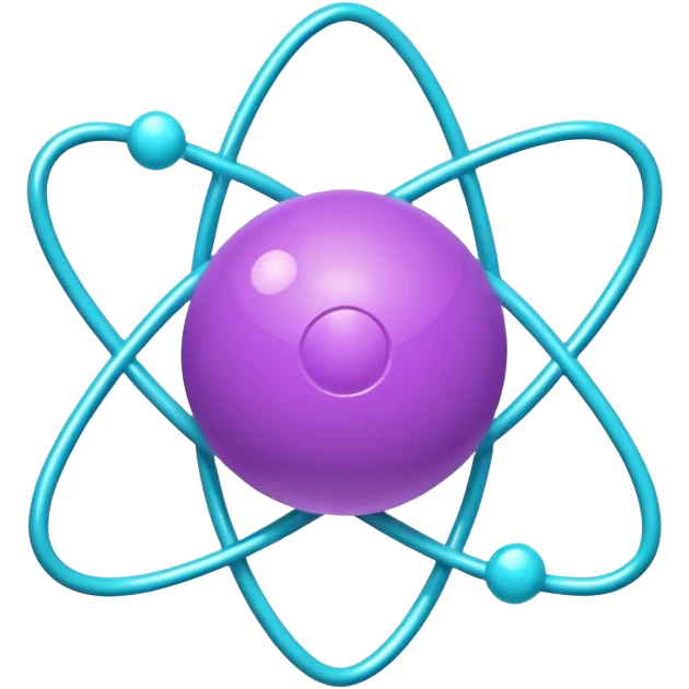 minimalistic atom, neon purple (#8B5CF6) and cyan (#00E0FF), representing Atom team creativity and innovation, clean tech design emoji