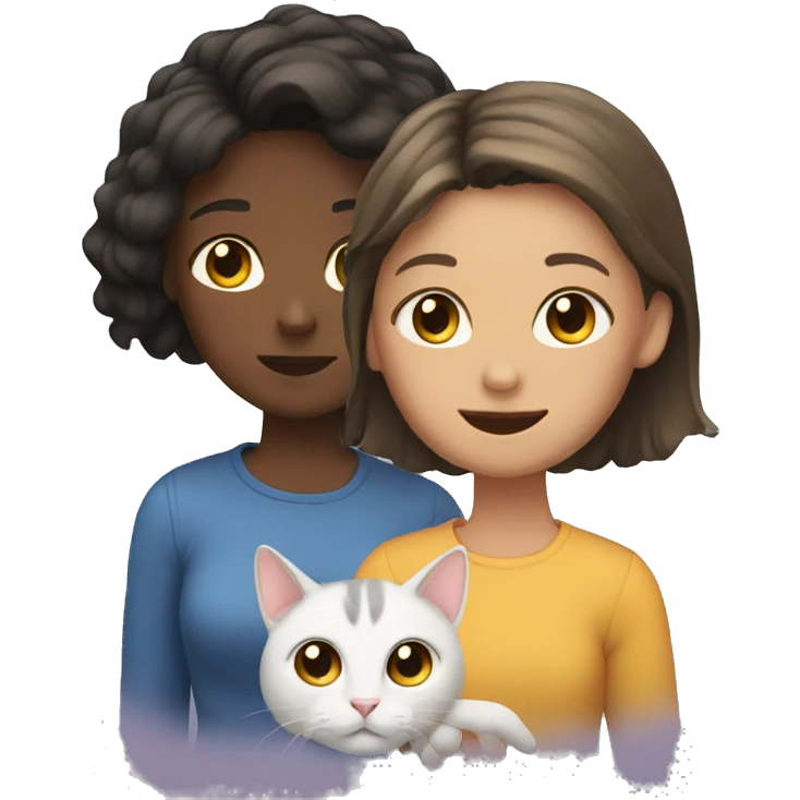Two girls and a cat emoji