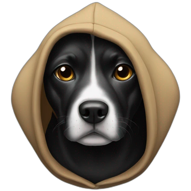 Dog wearing black hoodie  emoji