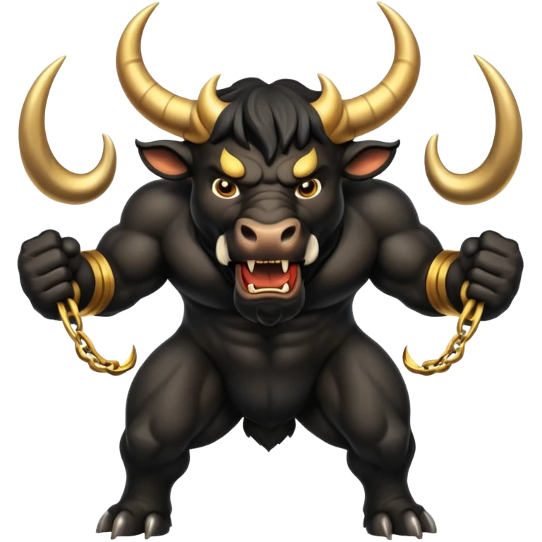 black angry powerful bull with golden horns emoji emoji