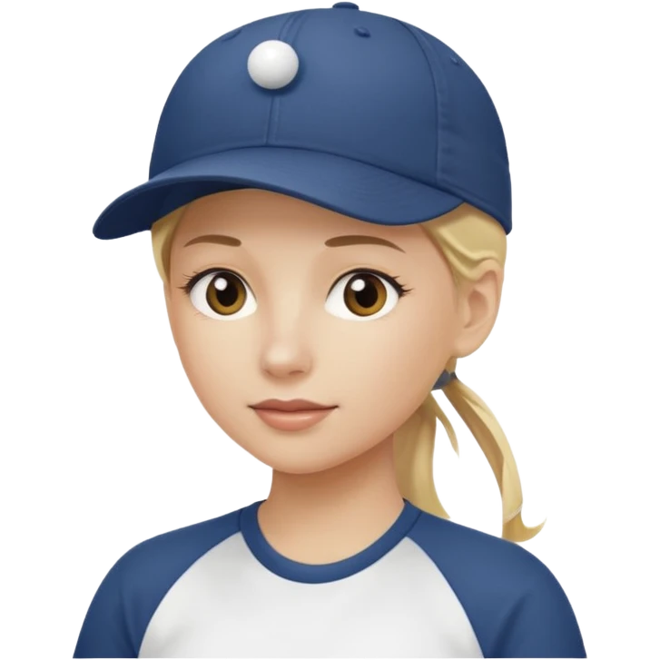 blond woman, pony tail, ball cap emoji