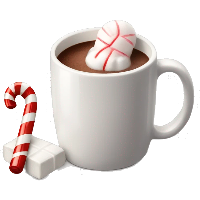  Mug of hot chocolate with marshmallows and a candy cane  emoji