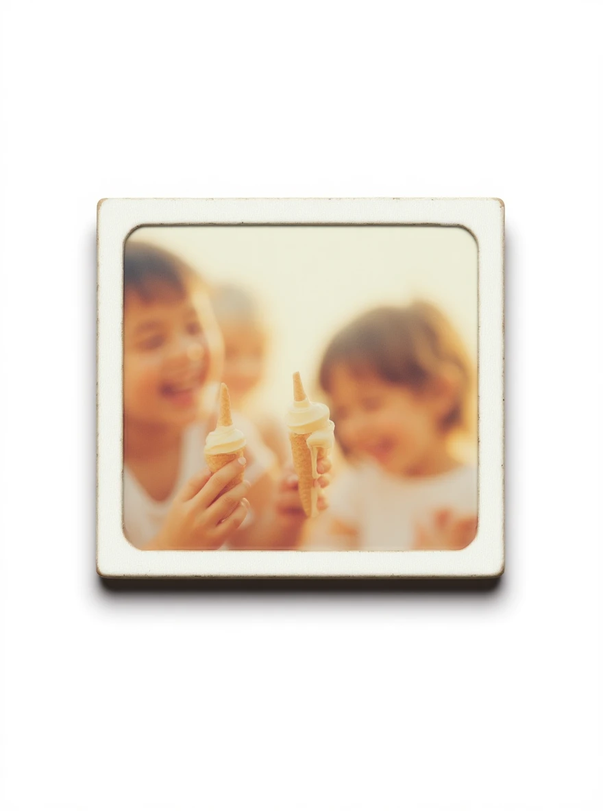 happy children with melting ice cream cones emoji