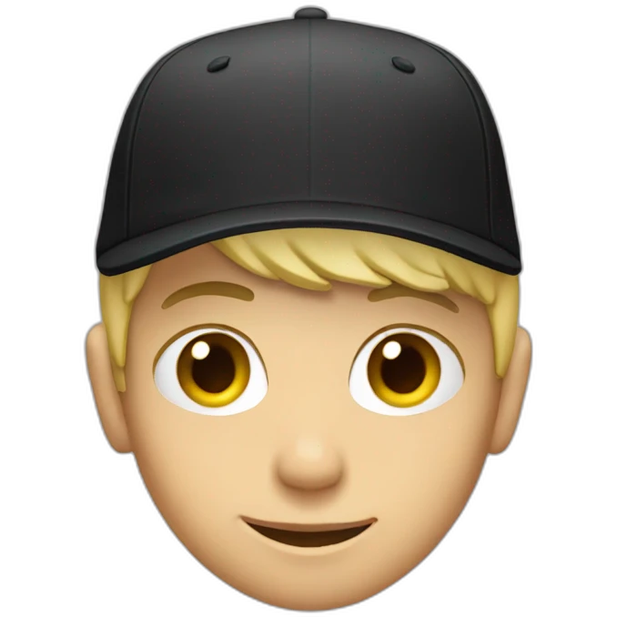boy blonde with rays in his eyes and black cap emoji