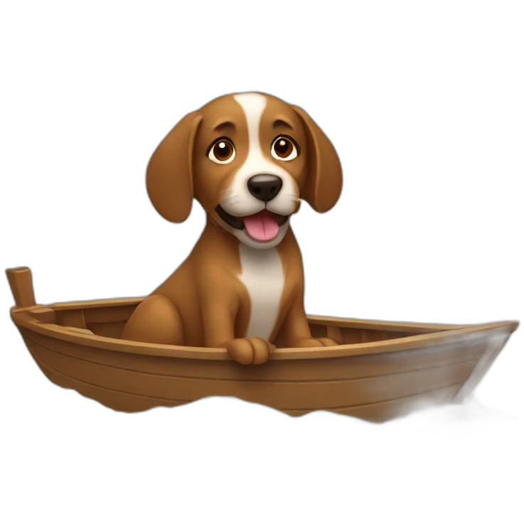 Brown dog on a boat  emoji