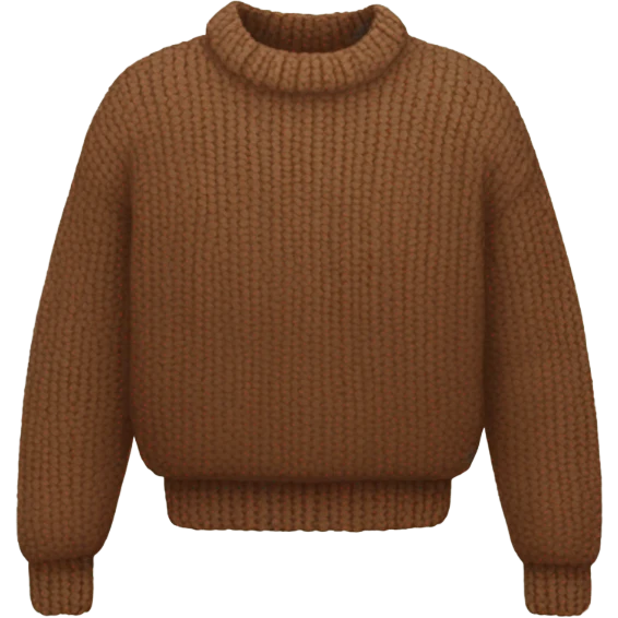 Brown cropped oversize wool sweater, isolated emoji