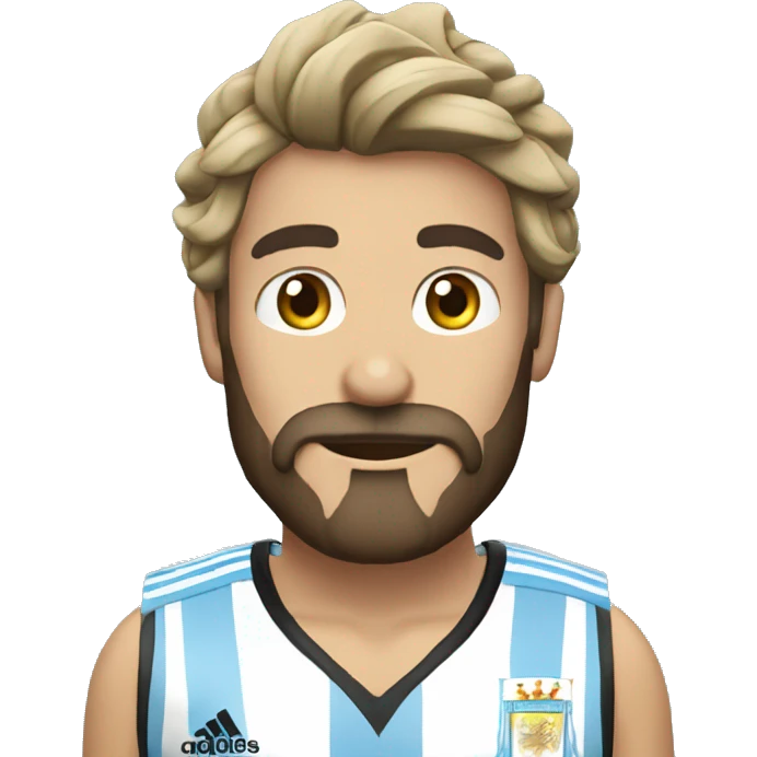 Una persona con camiseta  de argentina  con barba y una corona futbolista emoji