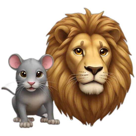 Lion with a rat emoji