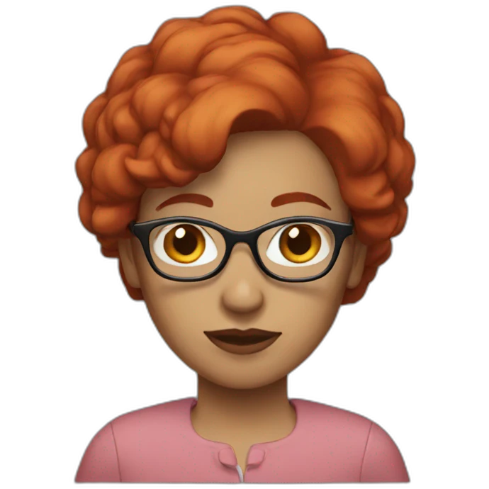 woman short red hair with glasses emoji