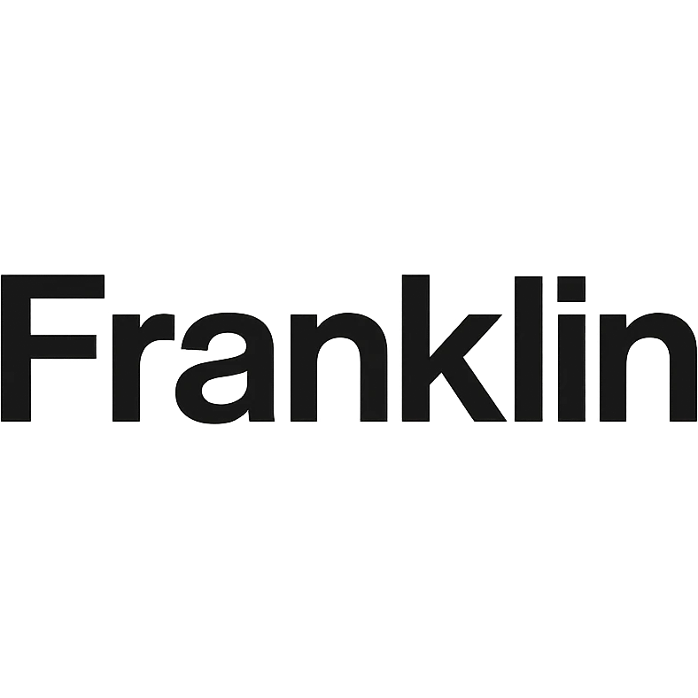 word mark of 'Franklin' with only the first letter capitalized, Helvetica-style startup font, minimalist, pure black emoji