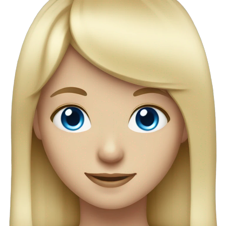blond digital girl with bangs with blue eyes smiling emoji