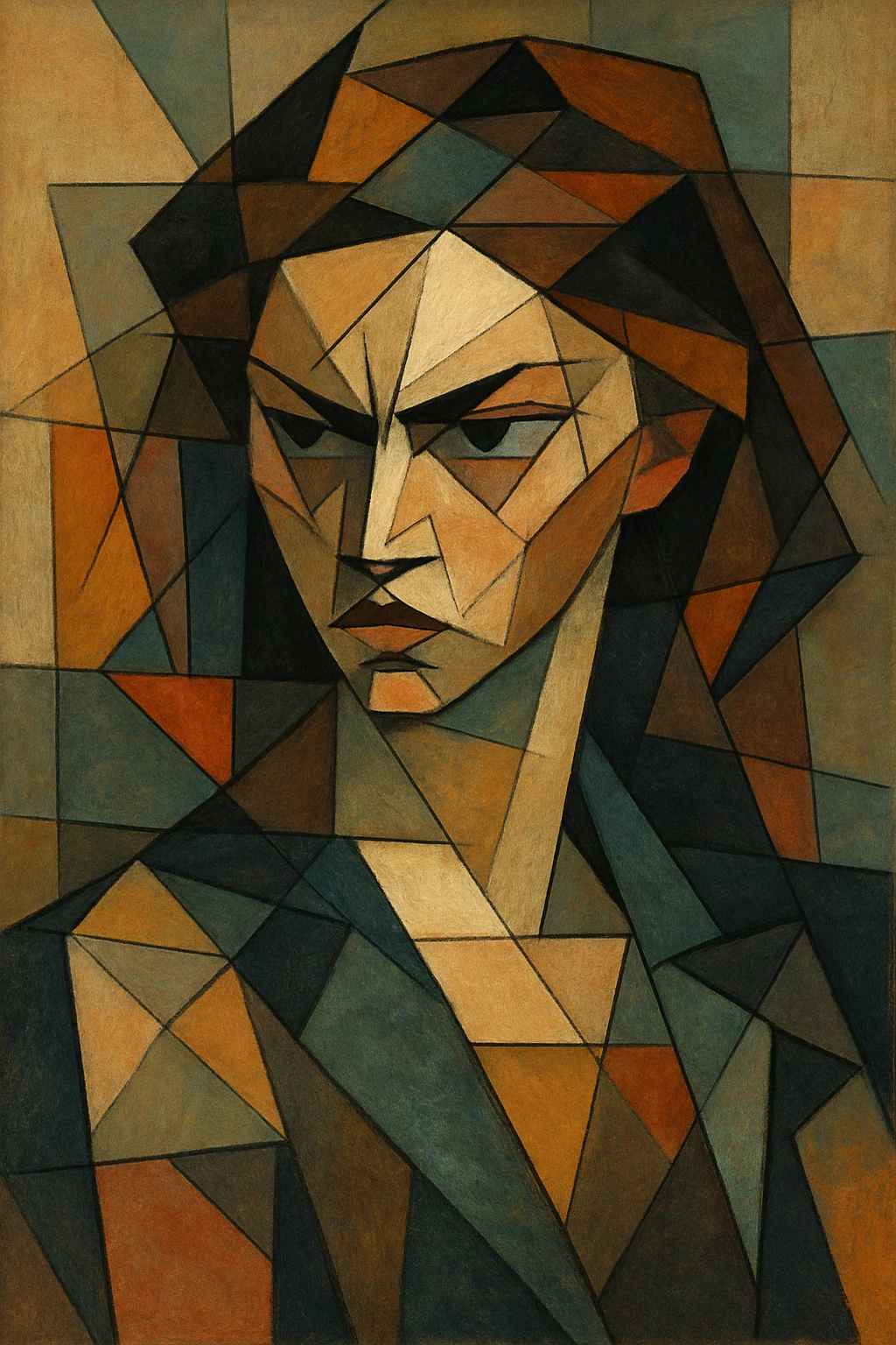 a beautiful girl with a cold, intimidating glare, elegant but with a mean attitude, stylized art style emoji