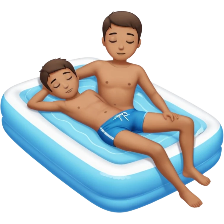 boy sleeping on a float in a swimming pool, full body emoji